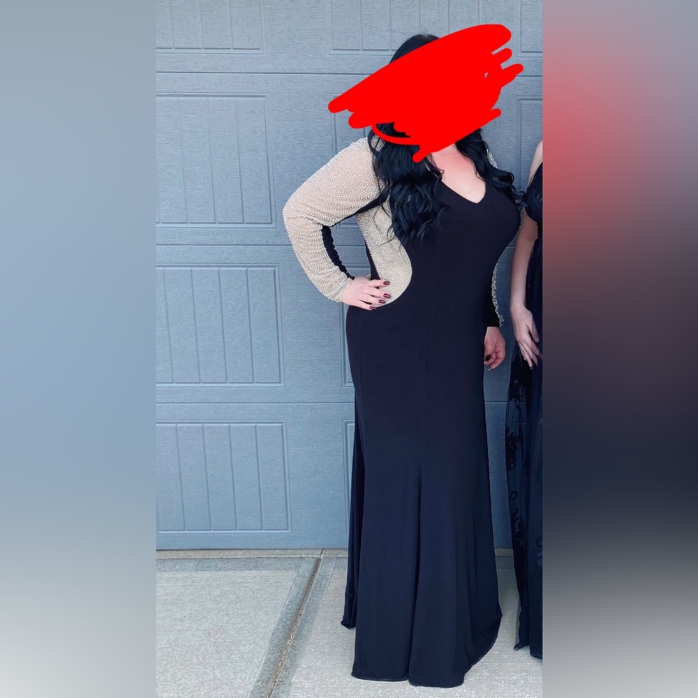 Laura Embellished Long Sleeve Black Maxi Dress
